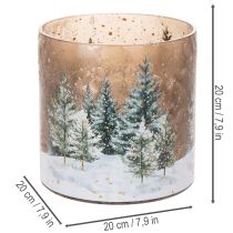 Product Glass Candle Holder with Winter Forest Design, 20cm
