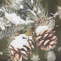 Product Glass Candle Holder with Pinecone and Snowflake Design, 15cm