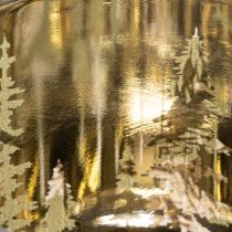 Product Glass Candle Holder with Winter Pine Motif, 8cm, Set of 2
