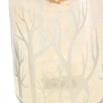 Product Lantern Glass Deco Trees Brown Tealight Glass Ø9.5cm H13.5cm