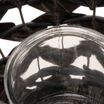 Product Lantern braided black, brown summer decoration Ø31cm H25cm