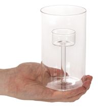 Product Glass Candle Holder with Insert for Pillar Candles 15cm - Set of 2
