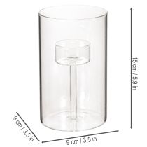 Product Glass Candle Holder with Insert for Pillar Candles 15cm - Set of 2