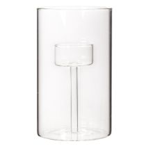 Product Glass Candle Holder with Insert for Pillar Candles 15cm - Set of 2