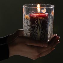 Product Decorative glass lantern with butterfly meadow motif for stylish home accents, 18cm, 2 pieces