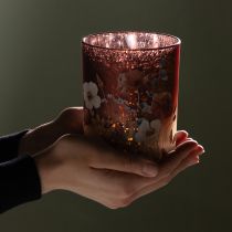 Product Decorative glass lantern with floral design for elegant home accents, 12.5cm, 2 pieces