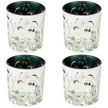Product Decorative glass lantern with leaf design for stylish home accents, 8cm, 4 pieces