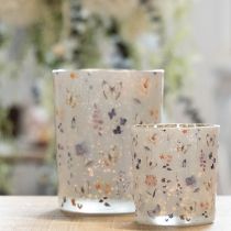 Product Glass tealight holder with butterfly motif for cozy living moments, 12.5cm, 2 pieces