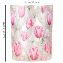 Product Elegant tulip-motif lantern for atmospheric spring decoration, 12.5cm, 2 pieces.