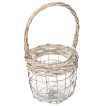 Product Lantern for hanging glass metal willow Ø14.5cm 2pcs