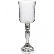 Product Lantern glass candle glass antique look clear, silver Ø11.5cm H34.5cm