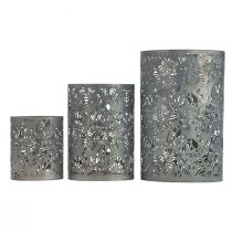 Product Lantern decoration metal garden gray H10/15/20cm set of 3