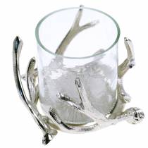 Product Candle jar antler Silver Ø16cm H11cm