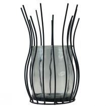 Product Lantern glass metal decorative black goblet Ø17cm H27cm