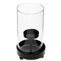 Lantern Glass Tealight Holder Metal Black H18cm