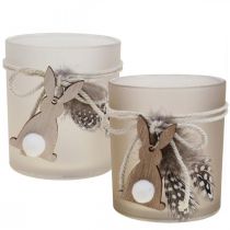 Lantern glass tealight holder Easter Ø8cm H9cm 2pcs