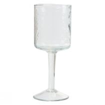 Glass lantern with base, round glass tealight holder Ø8cm H20cm