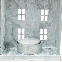 Product Window decoration Christmas, lantern, diorama house row, metal decoration silver Shabby Chic L20cm H20cm