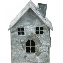Product Lantern house metal, shabby chic, Christmas decoration, white washed, antique look H14.5cm
