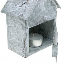 Product Lantern house metal, shabby chic, Christmas decoration, white washed, antique look H14.5cm