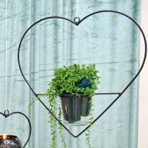 Product Lantern heart metal 28cm tea light holder for hanging glass 9cm