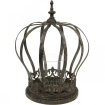 Product Crown as a lantern, candle decoration, metal crown, antique look, H28cm, Ø21cm