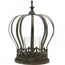 Product Crown as a lantern, candle decoration, metal crown, antique look, H28cm, Ø21cm