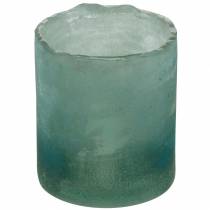 Glass lantern green frosted Ø8.5cm H9.5cm