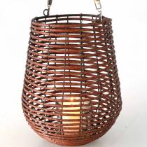 Candle in a basket, lantern with handle, candle decoration, basket lantern Ø24cm H34cm