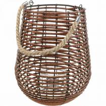 Product Candle in a basket, lantern with handle, candle decoration, basket lantern Ø24cm H34cm