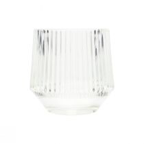 Product Tealight holder glass lanterns clear H7.5cm Ø8cm 6pcs