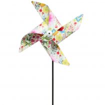 Summer decoration windmill Ø14cm colored on the stick 3pcs