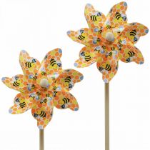 Product Pinwheel bee wooden garden stake windmill Ø17cm H48cm 4pcs