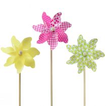 Product Pinwheel Pink Yellow Green Windmill Balcony Decoration Ø15cm 3pcs