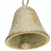 Product Wind chime metal heart with bell antique green gold rust 46cm