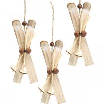 Product Winter deco ski Christmas tree decoration ski pair wood H17cm 4pcs