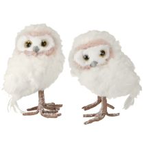 Product Winter decoration decorative owl figures for standing white 15cm 2 pieces
