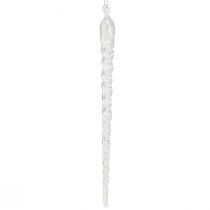 Product Winter decoration icicles for hanging clear silver 28cm 3pcs