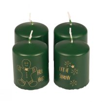 Product Christmas candles candles Christmas green Ø5cm H6cm 4pcs