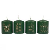 Christmas candles candles Christmas green Ø5cm H6cm 4pcs