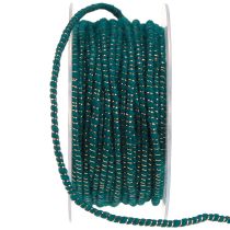 Product Wool thread with wire felt cord wool cord turquoise gold Ø5mm 33m