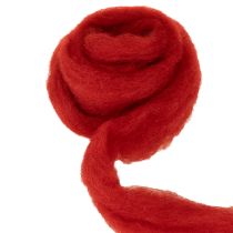 Product Wool cord, decorative wool, red, 2m felted wool for floristry, decoration, and crafts