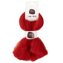 Product Wool cord, decorative wool, red, 2m felted wool for floristry, decoration, and crafts