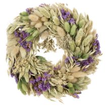 Product Dried flower wreath for spring and summer, for table and front door, for special occasions with colored accents, 26cm