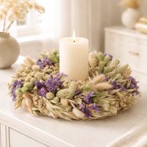 Product Dried flower wreath for spring and summer, for table and front door, for special occasions with colored accents, 26cm
