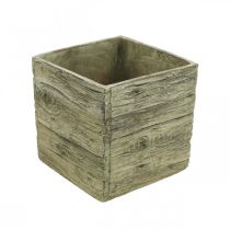Product Flower pot square 18x18cm concrete box wood look