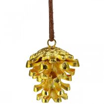Product Pine cone decoration cones for hanging Gold H6cm