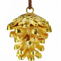 Product Pine cone decoration cones for hanging Gold H6cm