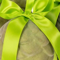 Product Beflocked Hanging Pine Cones with Ribbon and Bow, 18cm, Set of 3