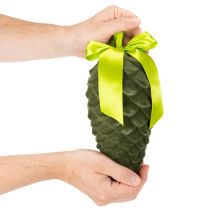 Product Pinecone-Shaped Artificial Hanging Decorations with Ribbon and Bow, 23cm, Set of 3